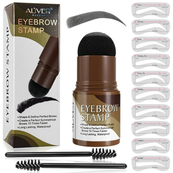 Aliver Eyebrow Stencil Kit One Step Eyebrow Stamp Shaping Set, Gray