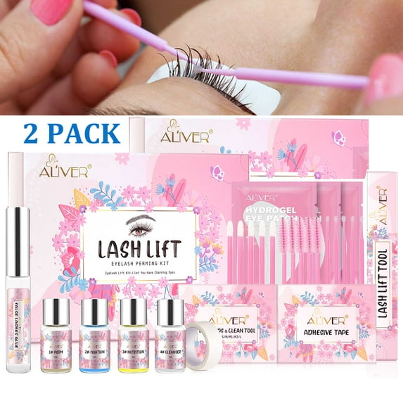 Aliver Eyelash Perming Kit Lash Lift Kit, Professional Eyelash Lash Extensions, Semi-Permanent Eyelashes Curler Set for DIY Home or Salon Use, 2 Pack