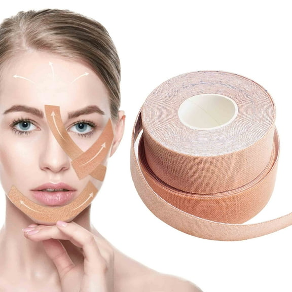 Aliver Face Lift Tape , 100% Cotton,Arbitrarily Cut to Size,Helps Lift Facial Muscles,Unisex for Firming ,2.5cm*5cm*1roll(Nude)