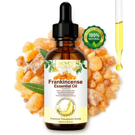 Aliver Frankincense Essential Oil – 100% Pure & Natural, Therapeutic Grade, Aromatherapy & Skin Care, Massage Body Oil – 60ml
