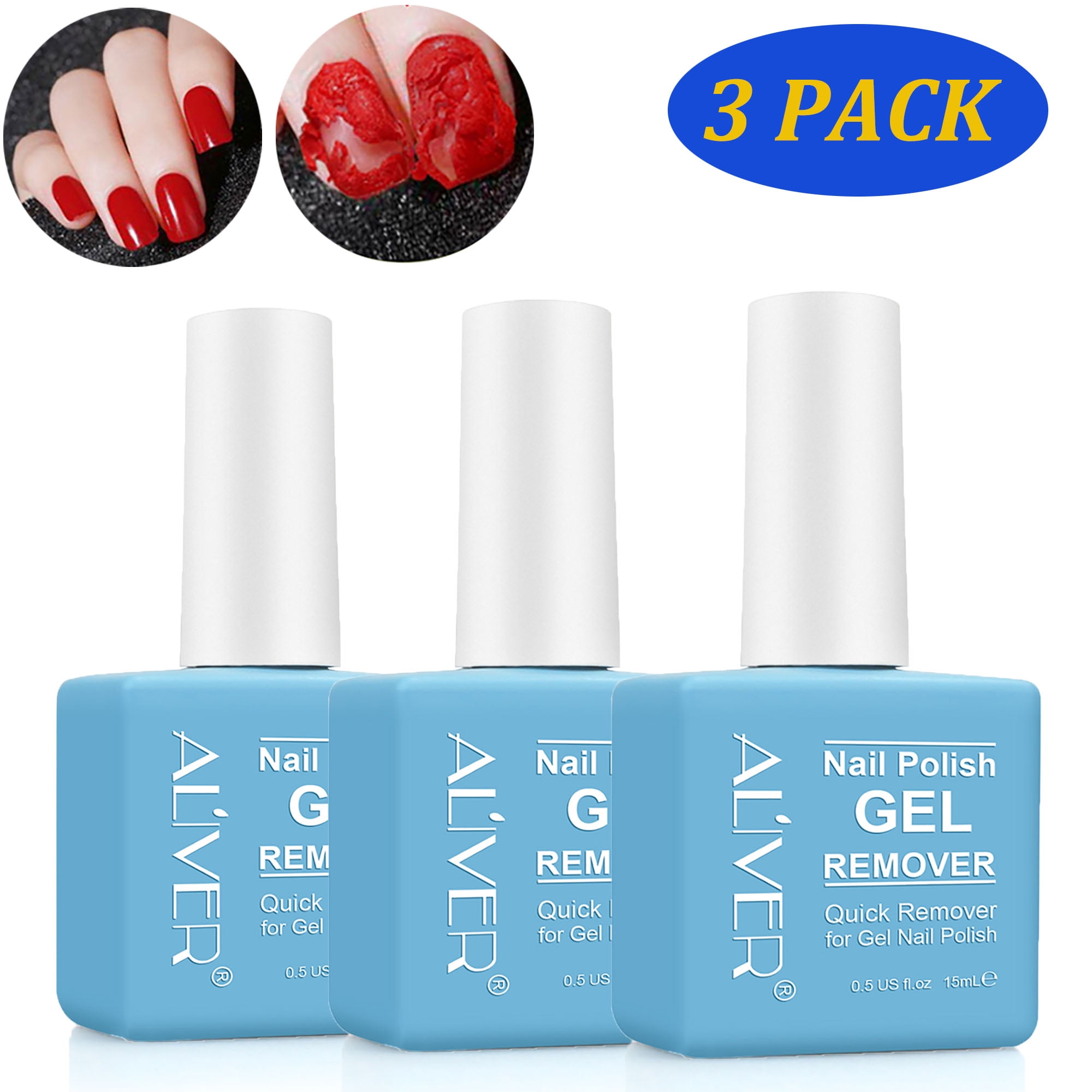 Aliver Gel Nail Polish Remover 3 Pack,Quick Remover for Nail Gel Polish ...