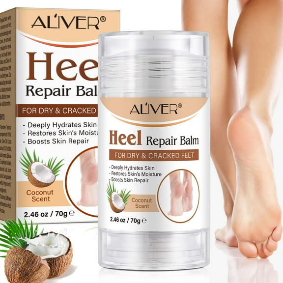 Aliver Heel Repair Balm For Dry & Cracked Feet, Coconut Scent - with Shea Butter and Olive Oil - Soften Dry Feet - Hydrates & Repair Skin for Rough Skin