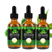 Aliver Jamaican Black Castor Oil for Hair Health 60ml2.02 fl.oz Natural Moisturizer for Face, Body & Nails, Carrier Oil for Essential Oils and DIY Beauty - 3pack