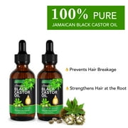 Aliver Jamaican Black Castor Oil, for Body Massage Castor Oil, 100% Pure & Natural Anti-Aging Essential Oil 2 Pack