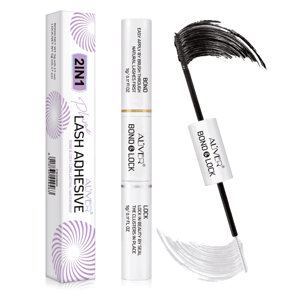 Aliver Lash Bond and Seal Cluster Lash Glue Upgraded 2 in 1 DIY Eyelash Extension Adhesive Glue, Super Strong Hold 72 Hours Waterproof