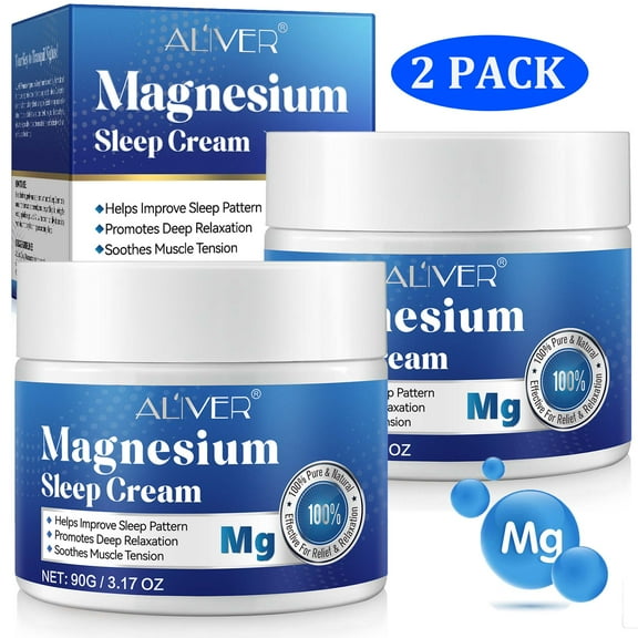 Aliver Magesium Sleep Cream 2 Pack, Deep Relaxation - Sooth Muscle - Moisturize Skin, Premium Magesium Lotion Infused With Lavender Vitamin E, 90g/3.17oz