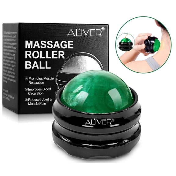 Aliver Manual Massage Roller Ball - Massager Ball for Sore Muscles, Shoulders, Arms, Neck, Back, Feet, Body, Deep Tissue, Stiffness, Joint Pain, Stress Relief - Green