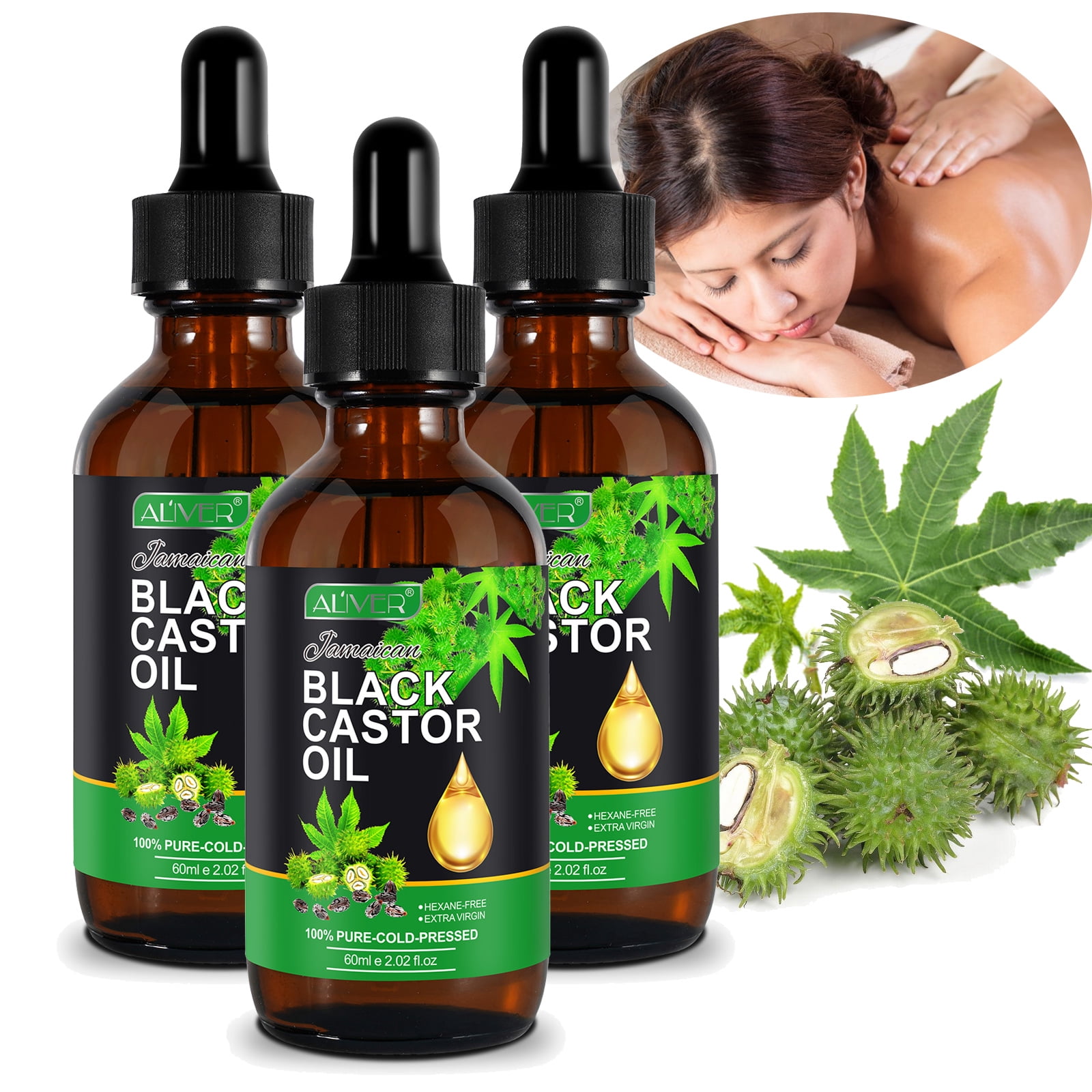 Aliver Massage Oils for Body Massage, Jamaican Black Castor Oil, Pure ...