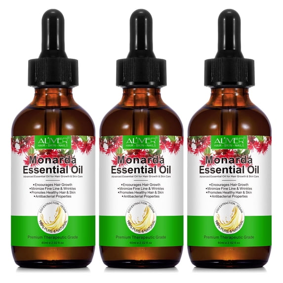Aliver Monarda Essential Oil 3 Pack, Skin and Hair Moisturizer, Pure and Natural