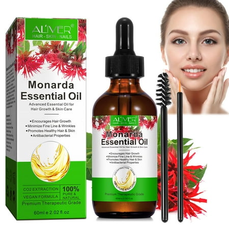 Aliver Monarda Essential Oil 60ml/2.02fl.oz, Skin and Hair Moisturizer, Pure and Natural