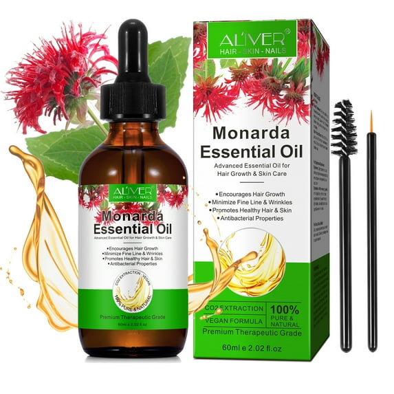 Aliver Monarda Essential Oil 60ml - CO2 Extraction, Monarda Fistulosa Extract Oil - Melissa Officinalis Essential Oil - Pure Organic Natural Aromatherapy - 2 oz with Dropper