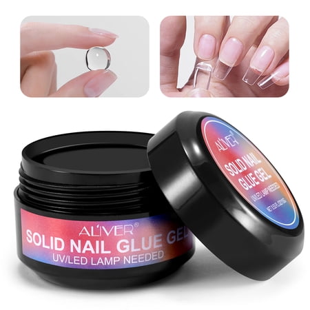 Aliver Multi-functional Solid Nail Glue Gel,Use On Fake Nail Tips,Soft Gel Nail Tips or Other Beauty Nail Decor,Curing Needed,15g