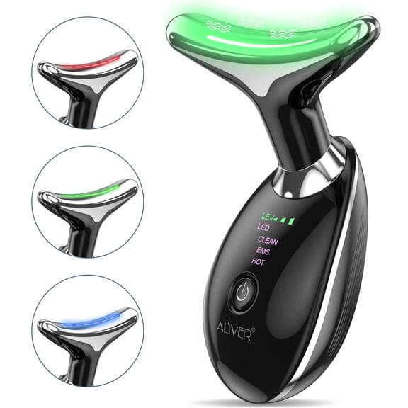 Aliver Neck Face Beauty Device, Skin Care Facial Massager, 3 in 1 Portable Face Massager for Skin Care, Face Sculpting Tool，Black