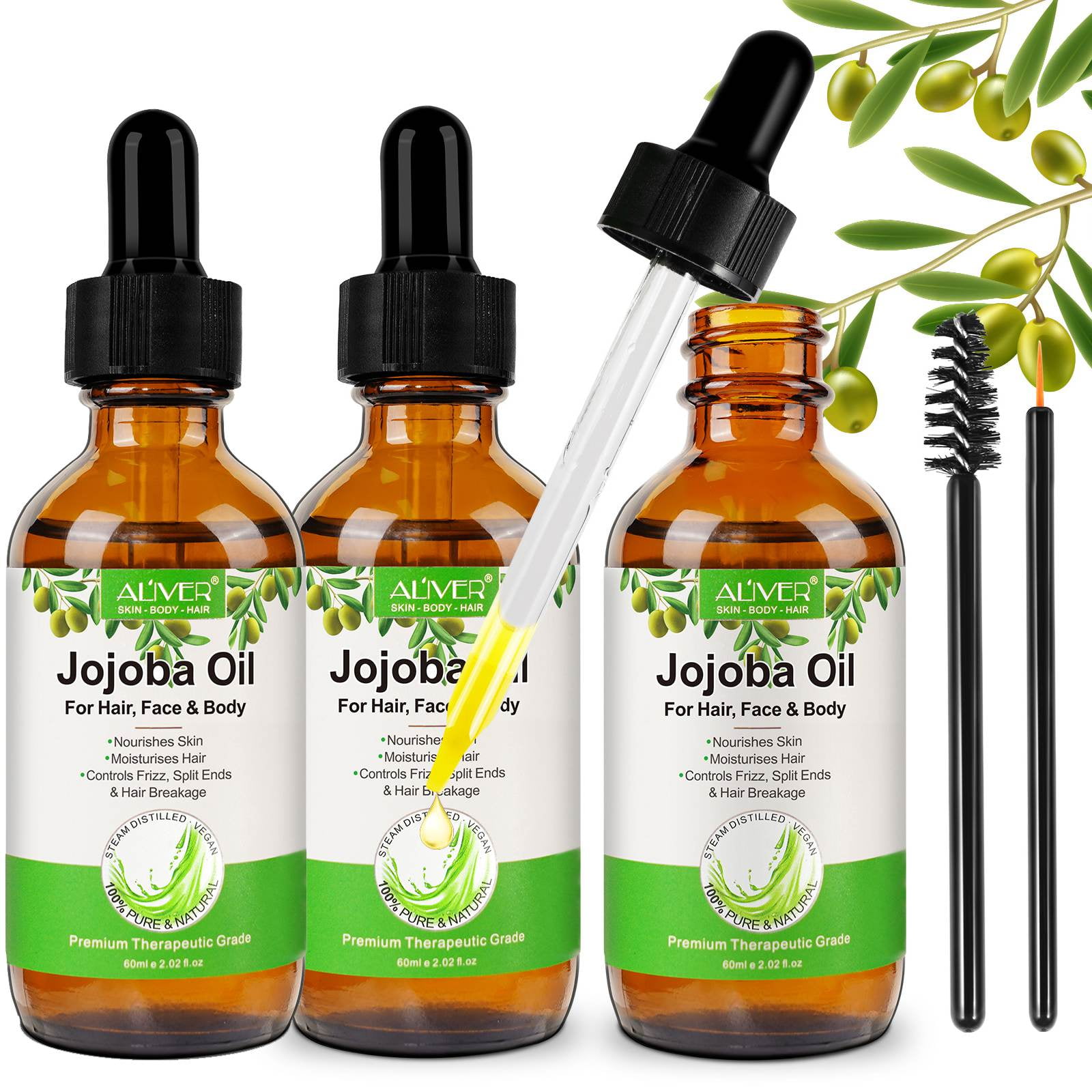 Aliver Organic Jojoba Oil 60ml, 100% Pure & Natur…