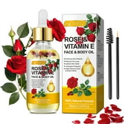 Aliver Organic Rose + Vitamin E Face Oil, 60 mL, Rejuvenate & Enhance Skin, Anti-Aging Moisturizer Facial Oil