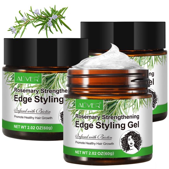 Aliver Pro Rosemary Edge Control Gel – Biotin-Infused for Stronger Edges, Hydration & Care, 60g (3 Pack)
