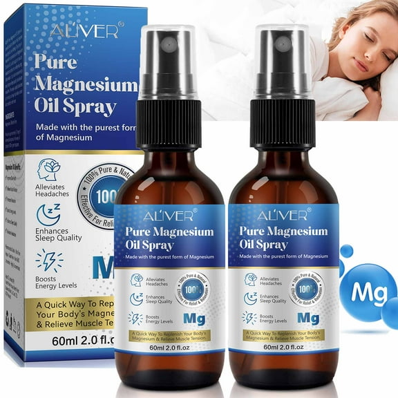 Aliver Pure Magnesium Oil Spray 2 Pack - Improve Sleep Quality - Healthy Skin - Body Oil