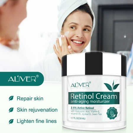 Aliver Retinol Cream for Face with Vitamin E B5 Green Tea; Anti Aging Moisturizer Reduce Wrinkle; 50ml/1.7floz