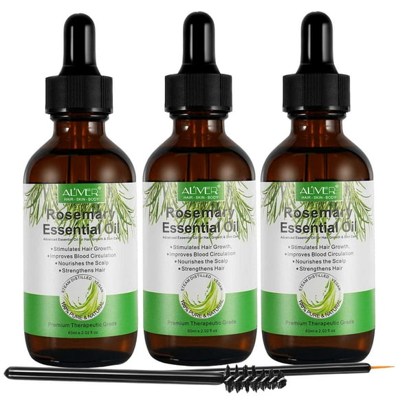 Aliver Rose-Mary Essential Oil, Hair - Scalp - Skin Moisturizer - Body Massage - Aromatherapy - 3PCS