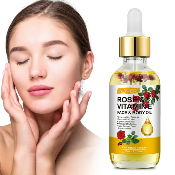 Aliver Rose & Vitamin E Hydrating Oil-Vitamin E Oil for Face & Body-Natural Formula,Intense Hydration-Autumn/Winter Moisturising Essential Oil,2.02 fl.oz