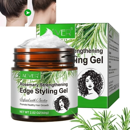 Aliver Rosemary Edge Styling Gel – Strengthens, Smooths & Boosts Hair Health, 2.02 Oz Natural Styling Gel
