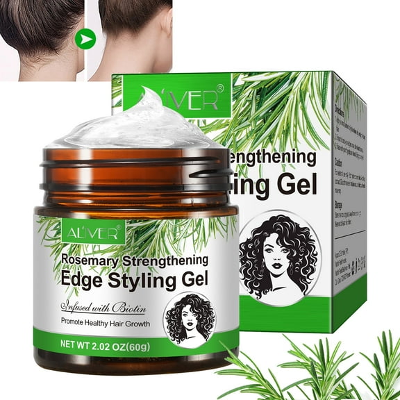 Aliver Rosemary Edge Styling Gel – Strengthens, Smooths & Boosts Hair Health, 2.02 Oz Natural Styling Gel