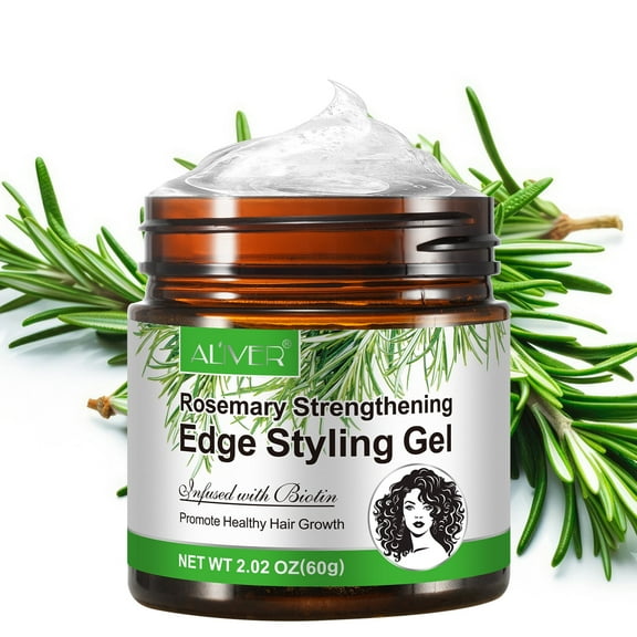 Aliver Rosemary Edge Styling Gel,Strong Hold Non-Greasy Edge Control Hair Styling Gel Edge Wax for All Hair Types,2.02 oz