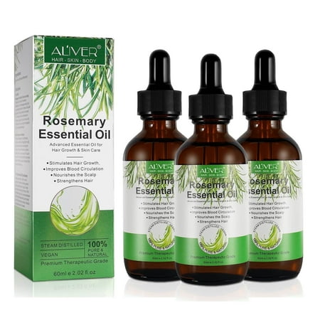 Aliver Rosemary Essential Oil 3Pack - 100% Natural Hair Oil - Skin Moisturizer - Diffuser & Aromatherapy