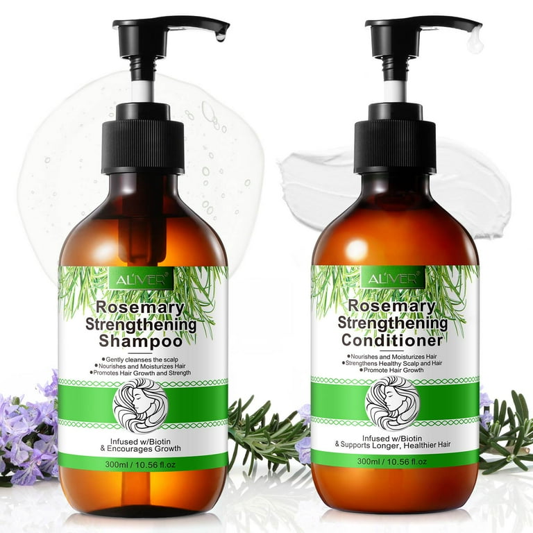 Aliver Rosemary Shampoo Conditioner Set Strengthening Hair Gently Cleanses Scalp and Helps Hair Growth and Strengthen Weak and Brittle Hair