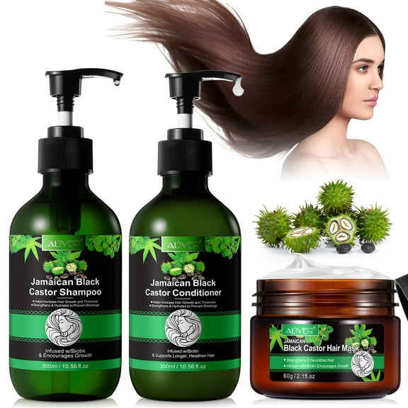 Aliver Shampoo and Conditioner and Hair Mark Set, Jamaican Black Castor Oil Shampoo Set for Hair Strengthen & Restore, Black Castor Shampoo Set - 3PC
