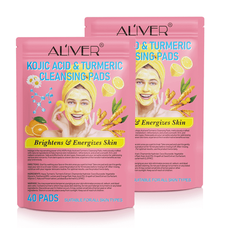 Aliver Turmeric Kojic Acid Pads for Face - All Skin Types, 80 Pads