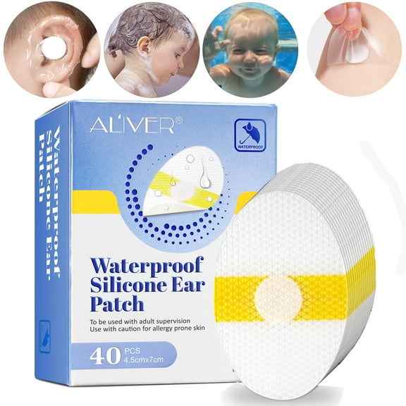 Aliver Waterproof Ear Protector for Shower-Bath-Swimming 40 PCS,Silicone Ear Covers Patch,Hypoallergenic,Soft,High Elasticity and Security