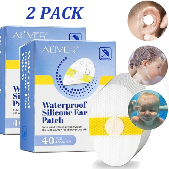 Aliver Waterproof Silicone Ear Covers 80PCS,Hypoallergenic Ear Protector,Soft,High Elasticity,Security,Suitable for Water Sport Activities