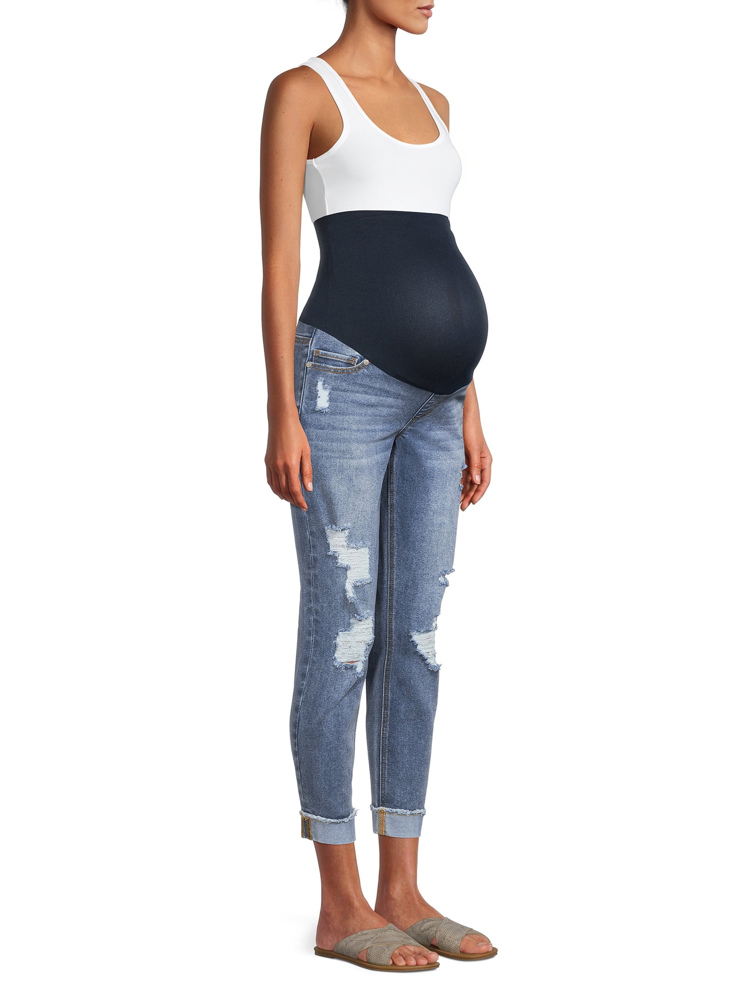 Alivia Ford Maternity Slim Girlfriend Jeans with Natural
