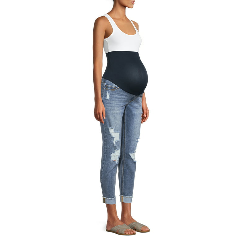 Alivia Ford Maternity Slim Girlfriend Jeans with Natural Distressing 