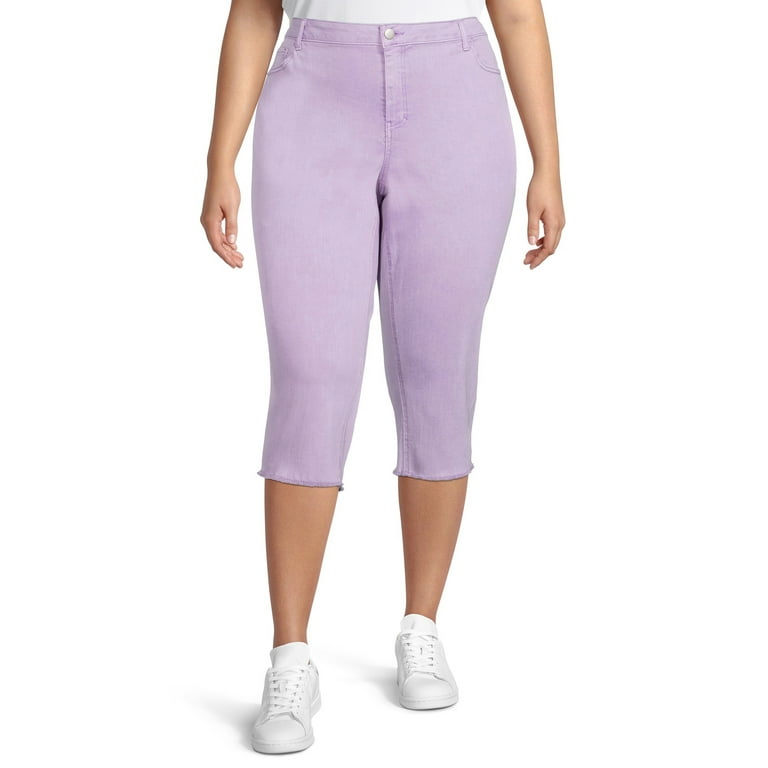 Alivia Ford Women's Plus Size Frayed Hem Capri Pants 