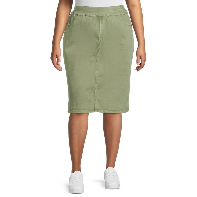 Alivia Ford Women's Plus Size Pull-On Denim Skirt 