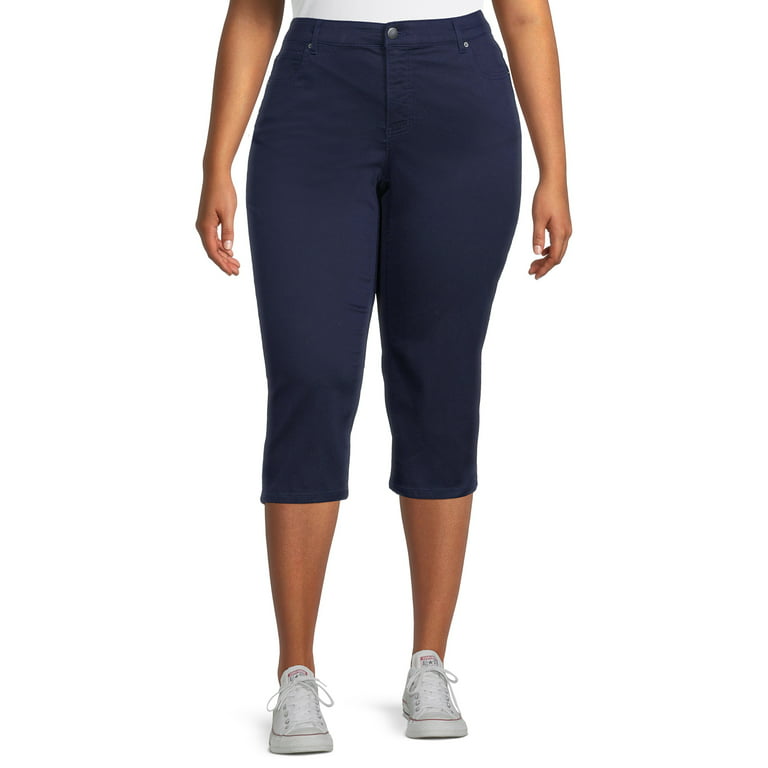 Alivia Ford Women's Plus Size Sateen Tummy Control Capri Pants 