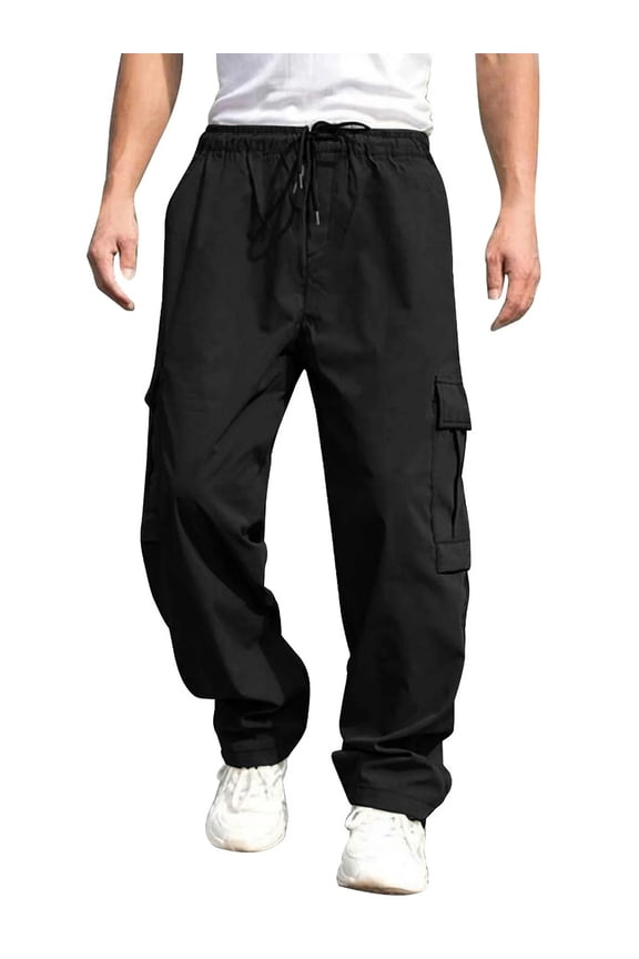 Men's Casual Cargo Pants Elastic Waist Lightweight Summer with Pockets M-3XL