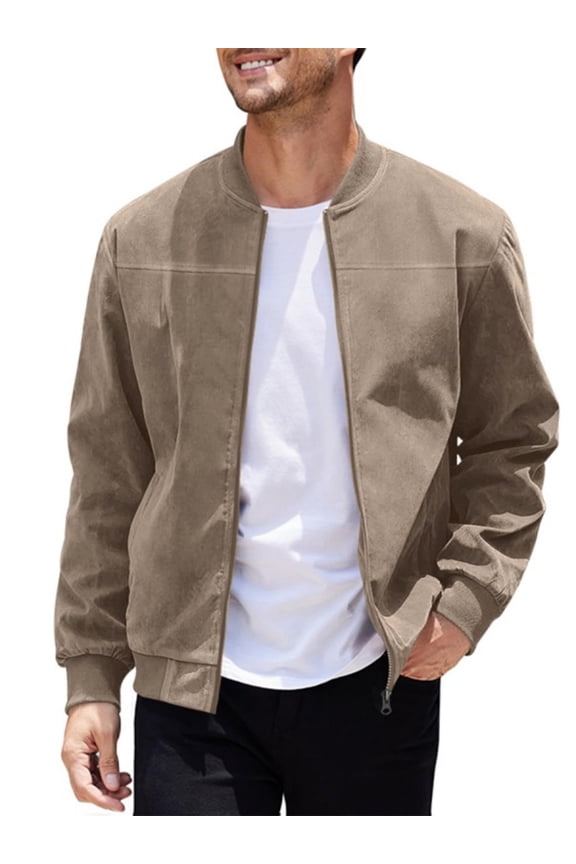 Men solid color zipper long sleeve pocket light fall jacket jacket S-XXXL