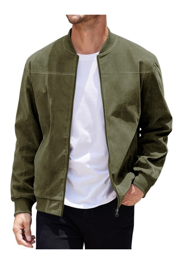 Men solid color zipper long sleeve pocket light fall jacket jacket S-XXXL