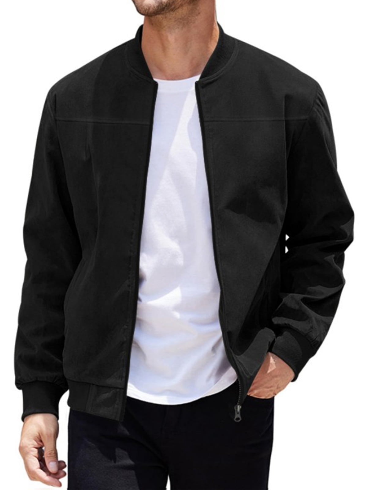 Light Color Jacket Alivor Men solid color zipper long sleeve pocket light fall jacket ...