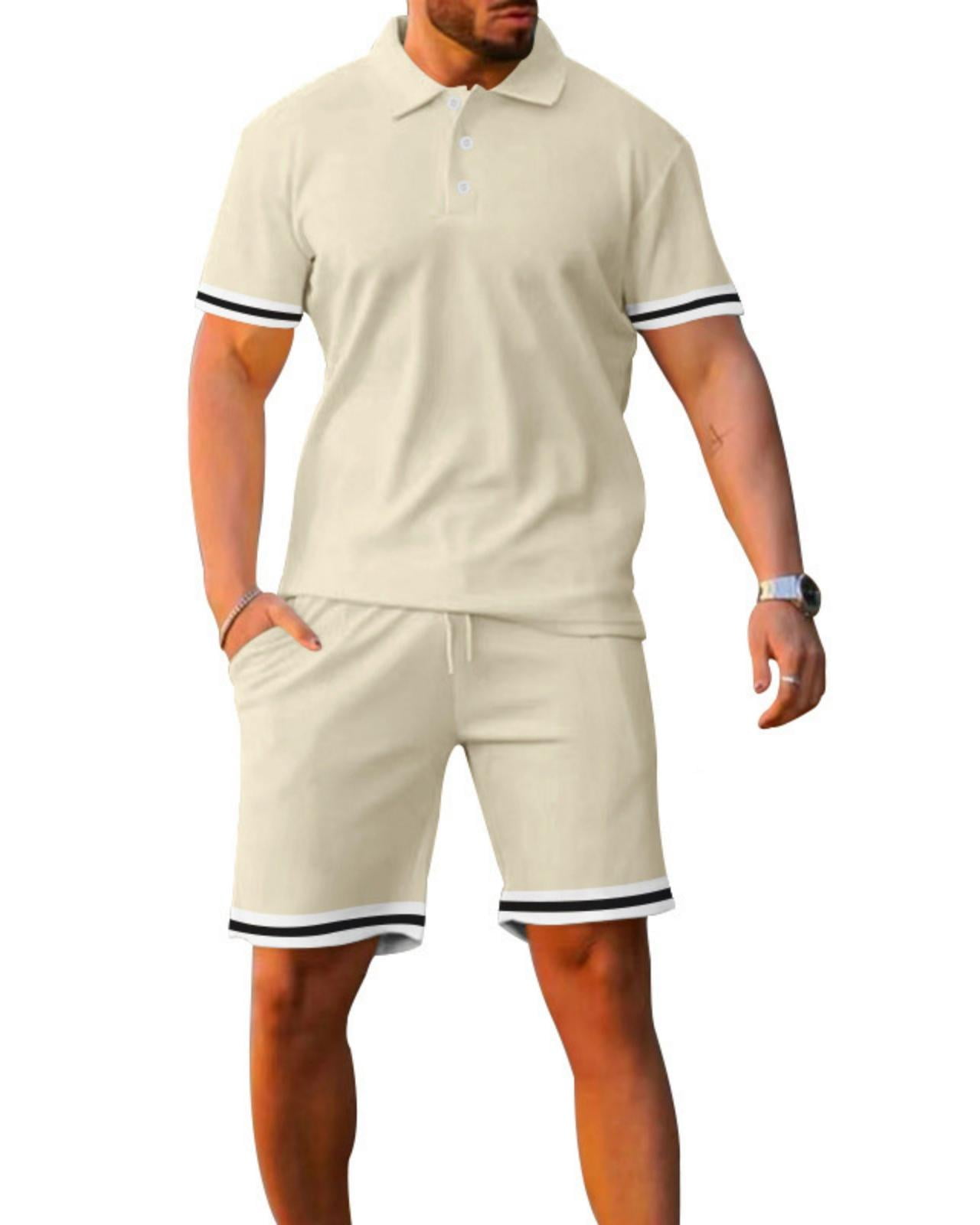 Vedolay Two Piece Short Outfits Men's Mesh T Shirts and