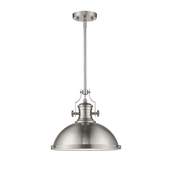 Vivio Lighting Industrial Farmhouse Brushed Nickel Pendant Light Metal Shade