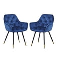 thumbnail image 1 of Alix 25 Inch Modern Dining Chair, Button Tufted, Set of 2, Blue, Black- Saltoro Sherpi, 1 of 6
