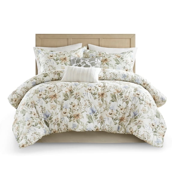 Alix 6 Piece Cotton Sateen Print Oversized Comforter Set