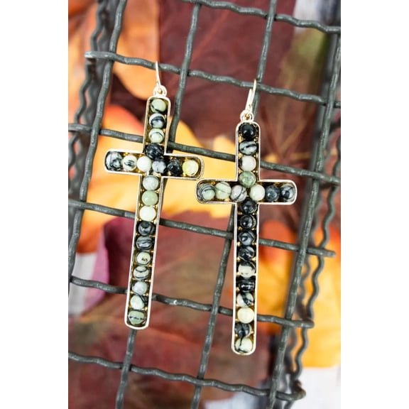 Alix Gray Stone, Goldtone Earrings