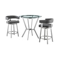 thumbnail image 1 of Aliya 3 Piece Counter Height Dining Table Set, Round Glass Top, Gray Silver- Saltoro Sherpi, 1 of 5