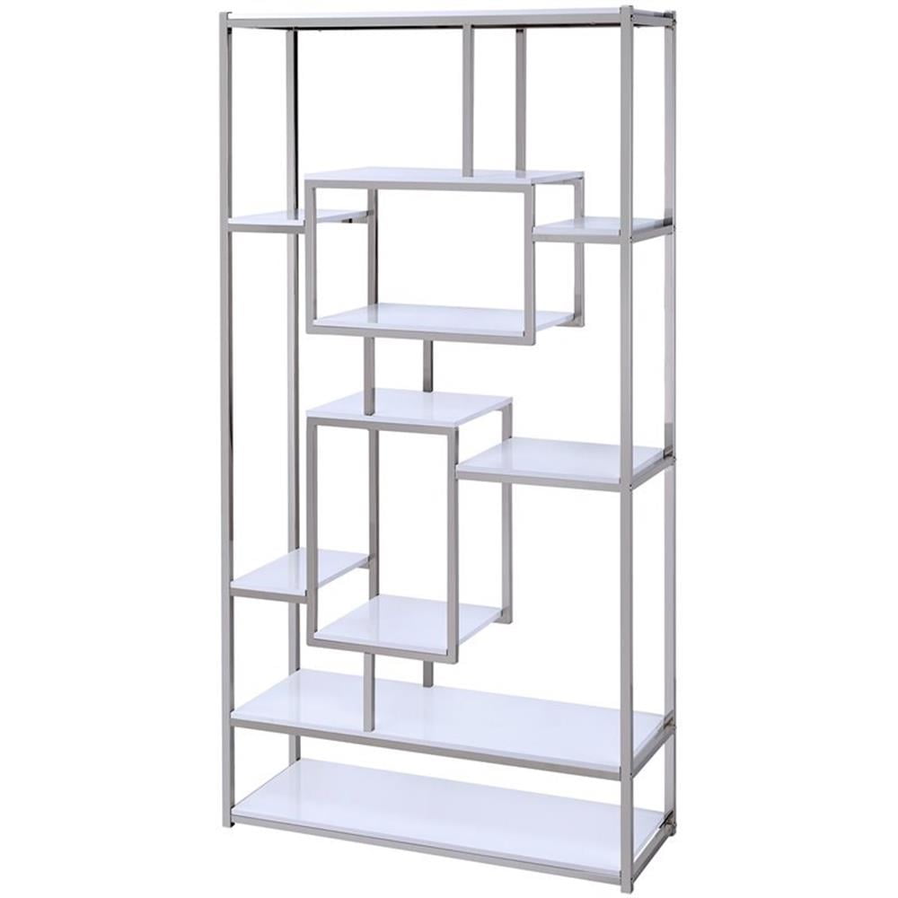 Alize Gray and Chrome Modern Geometric Bookcase