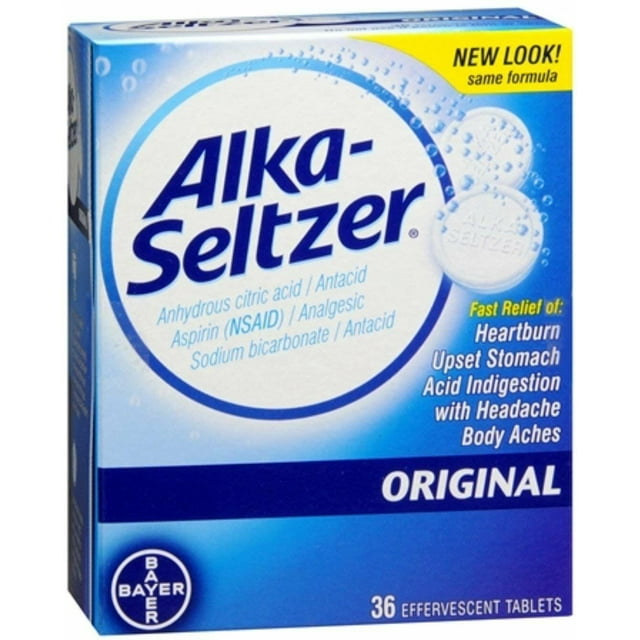 Alka-Seltzer Antacid Aspirin Analgesic Effervescent Tablet, 36 Ct, 2 Pack